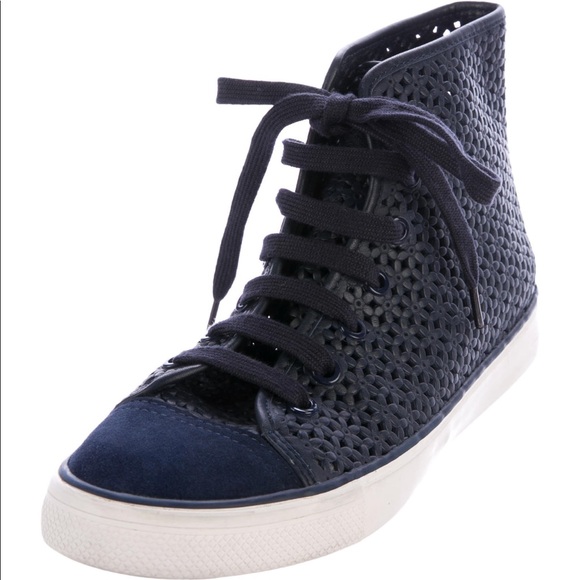 Tory Burch Laser cut out high top sneakers 7.5 - Picture 2 of 8